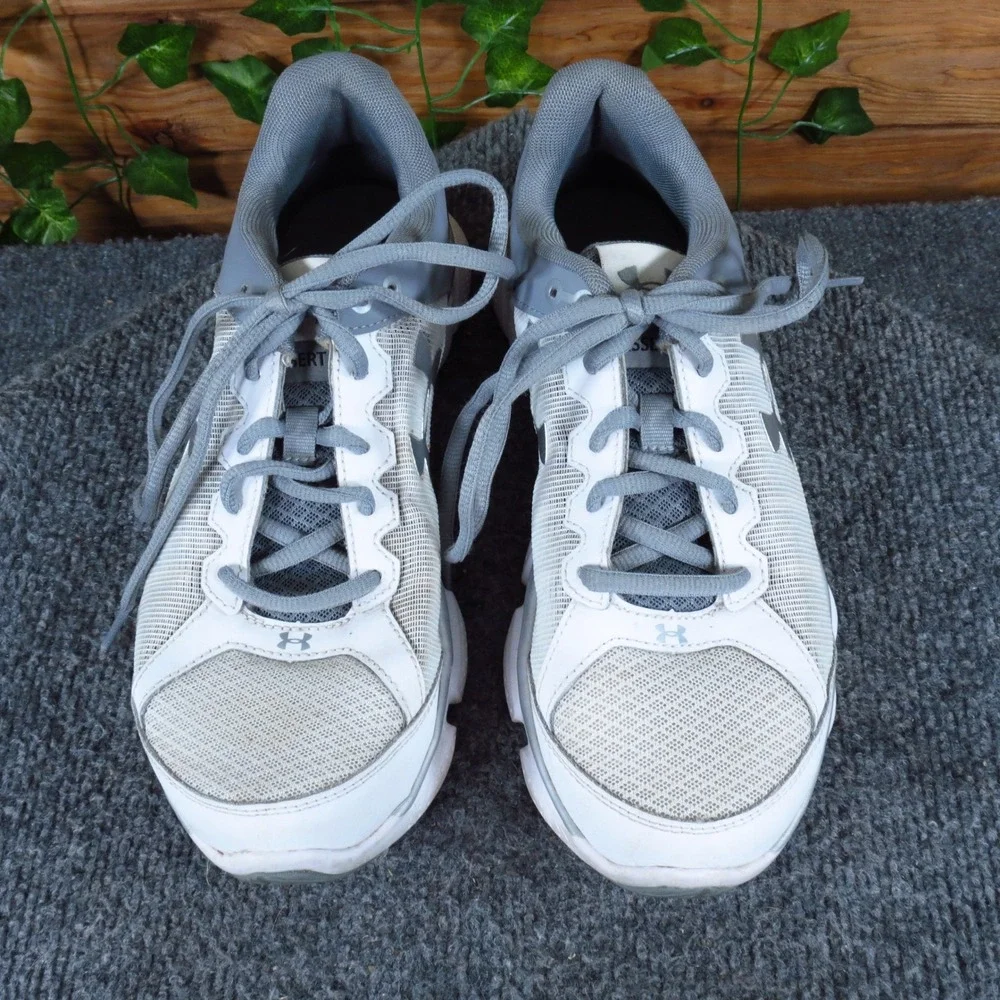 Under Armour Micro G Assert 6 Women Running Shoe 8.5 Athletic White Gray Mesh